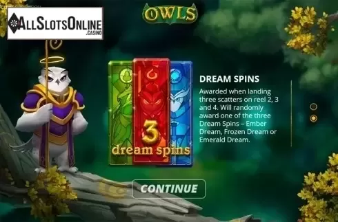 Intro screen 2. Owls from Nolimit City