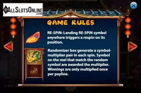Respin feature screen