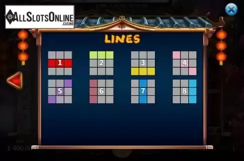 Paylines screen
