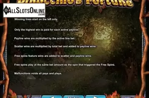 Paytable 3. Pinocchio's Fortune from 2by2 Gaming