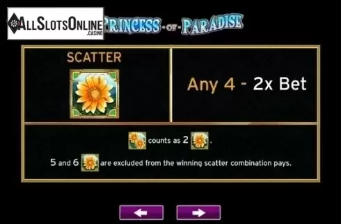 Paytable 2. Princess of Paradise from High 5 Games