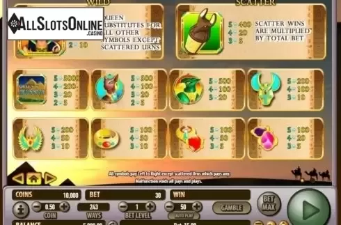 Paytable 1. Queen of Queens from Habanero