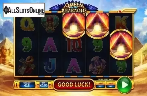 Scatter win screen. Queen of the Pharaohs from Skywind Group