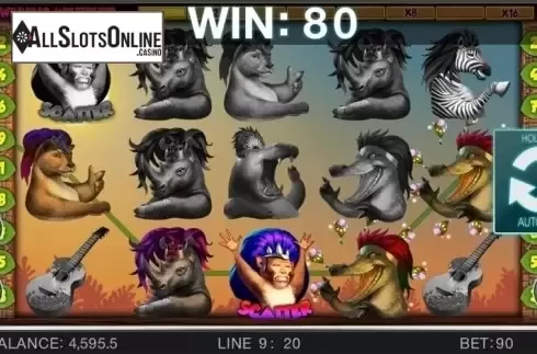 Win screen. Safari Samba from Spinomenal