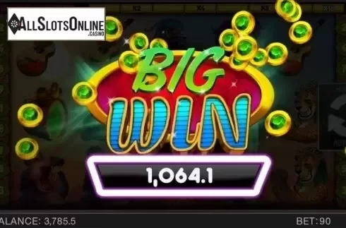 Big Win screen. Safari Samba from Spinomenal