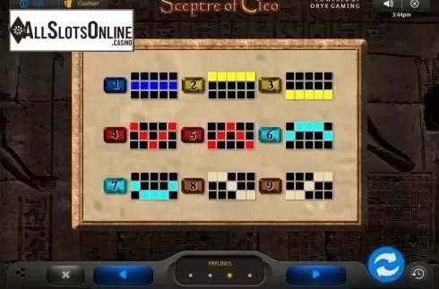 Paytable 3. Sceptre of Cleo from Oryx