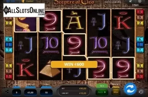 Wild win screen 2. Sceptre of Cleo from Oryx