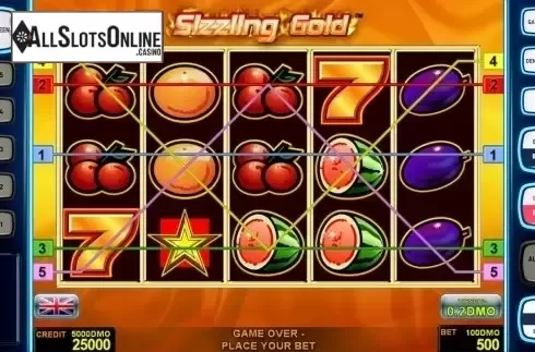 Reels screen. Sizzling Gold Deluxe from Novomatic