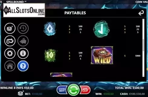 Low paytable screen