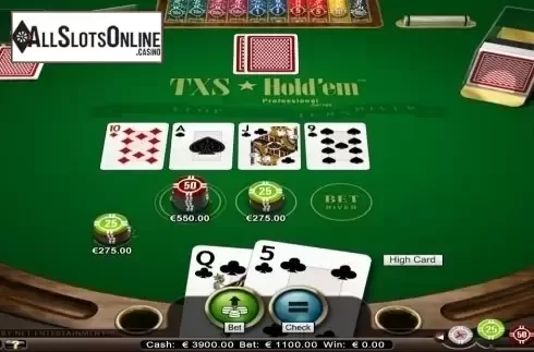 Game Screen. Texas Holdem Professional Series High Limit from NetEnt