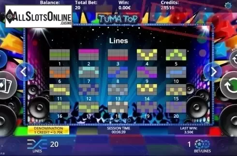 Paylines. Tumatop from DLV