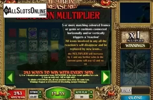 Paytable 3. Tumblin' Treasures from Big Time Gaming