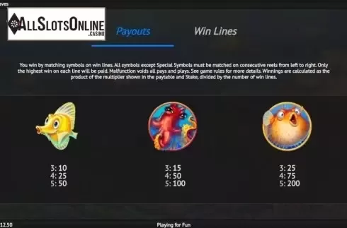 Paytable 2. Under The Waves from 1X2gaming