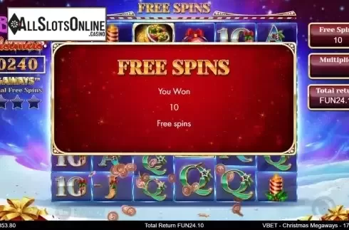Free Spins Win Screen