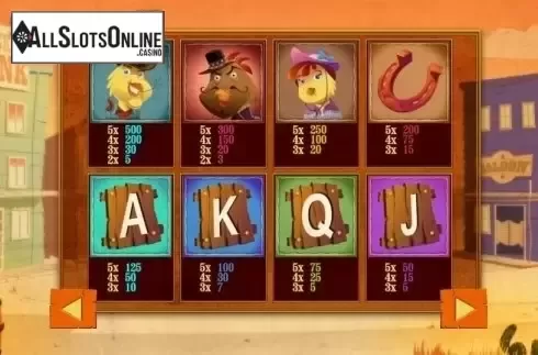 Paytable. Wild West Chicken from MultiSlot