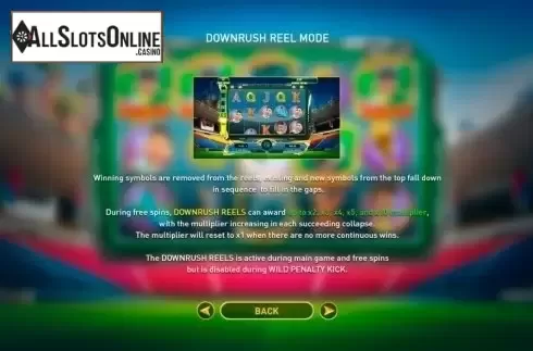 Downrush reel mode. World Soccer Slot 2 from GamePlay