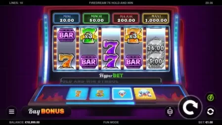 Firedream 7s Hold and Win slot screenshot 1
