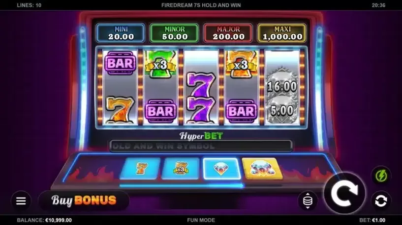 Firedream 7s Hold and Win slot screenshot 