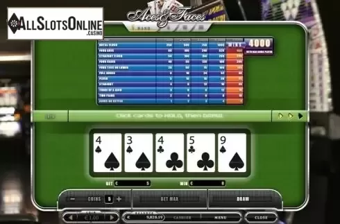 Game Screen. Aces and Faces (Oryx) from Oryx