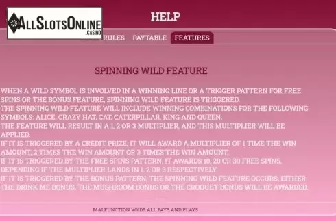 Feature screen 1. Alice in Dreamland from Arrows Edge