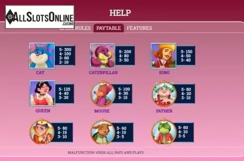 Playtable screen. Alice in Dreamland from Arrows Edge