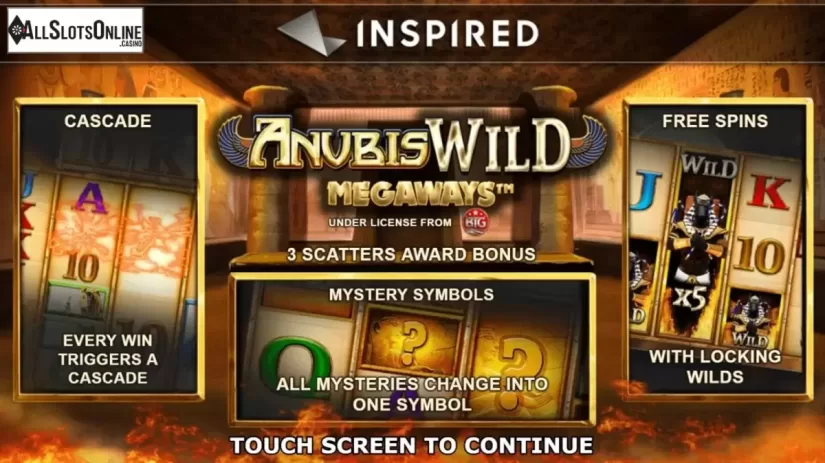 Start Screen. Anubis Wild Megaways from Inspired Gaming