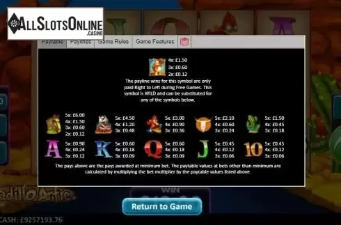 Paytable 1