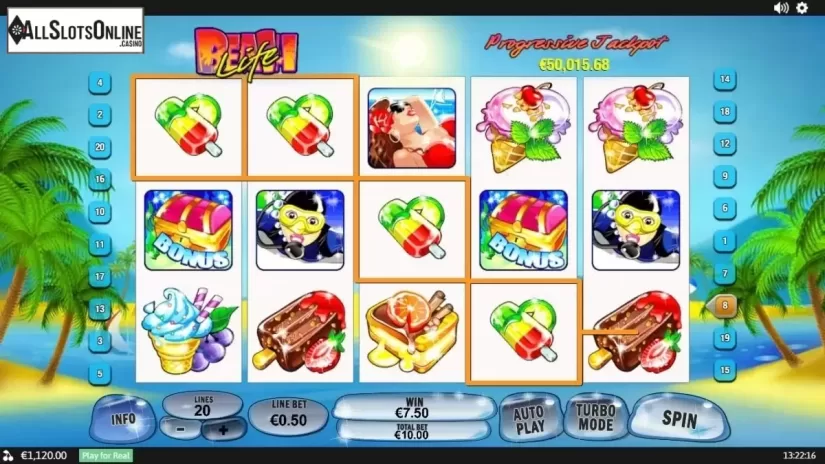 Win screen. Beach Life from Playtech