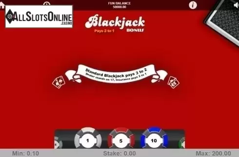 Game Screen 1. Blackjack Bonus from 1X2gaming