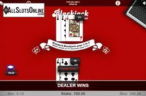 Game Screen 3. Blackjack Bonus from 1X2gaming