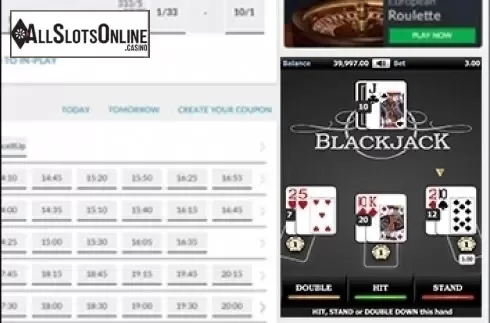 Reel screen. Blackjack (Mini Games) from Realistic
