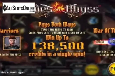 Start Screen. Blades of the Abyss from Nucleus Gaming