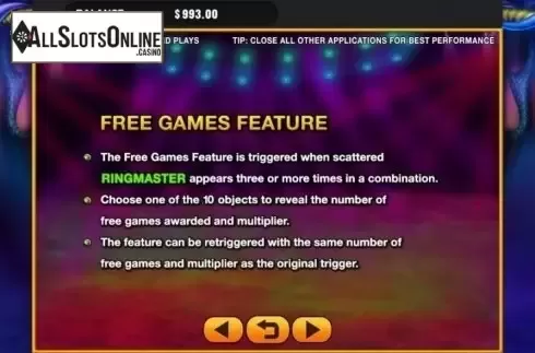 Game Screen. Circus Carnival from GMW