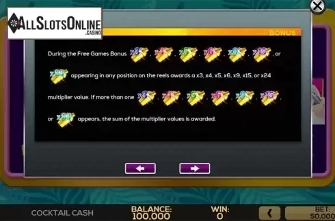 Paytable 3. Cocktail Cash from High 5 Games