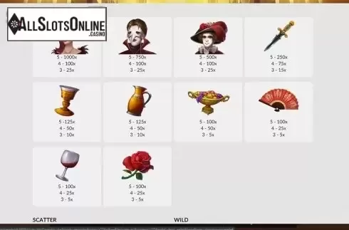 Paytable . Crimson Masquerade from Maverick