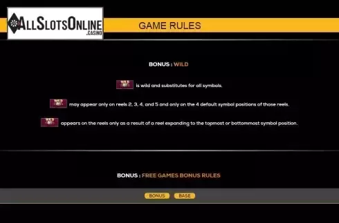 Wild feature screen