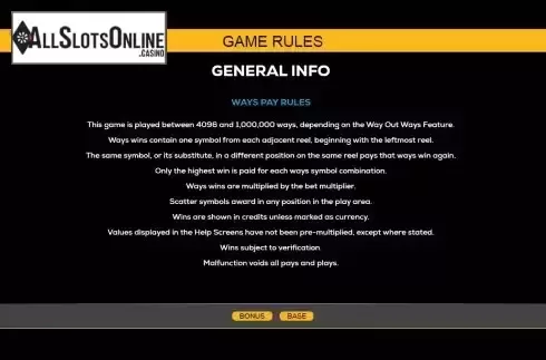 Ways to win screen