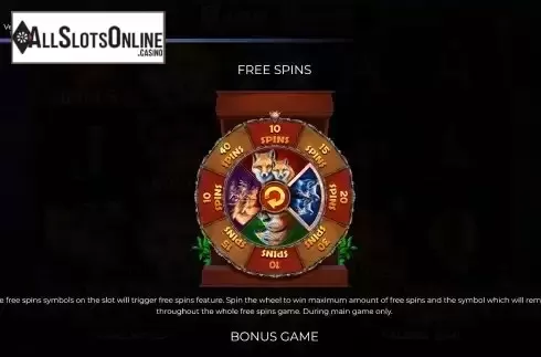 Free Spins screen