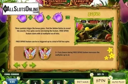 Paytable 2. Enchanted Meadow from Play'n Go