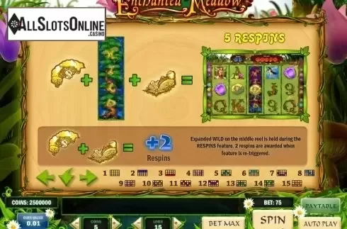 Paytable 3. Enchanted Meadow from Play'n Go