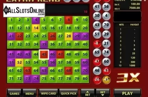 Win Screen. Extra Keno from Tom Horn Gaming