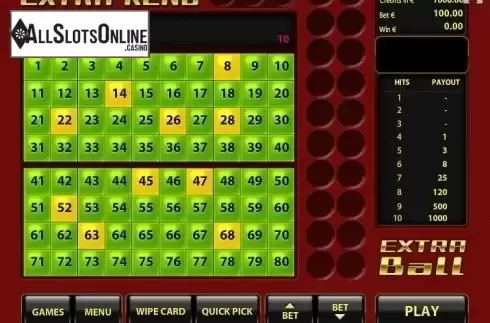 Game Screen 2. Extra Keno from Tom Horn Gaming