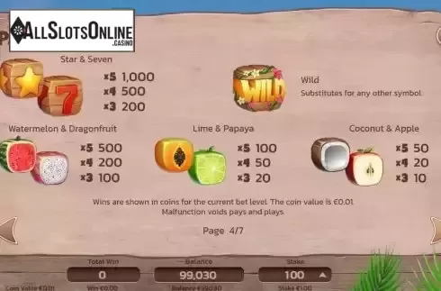 Pay Table screen