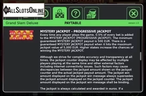 Jackpot. Grand Slam Deluxe from StakeLogic