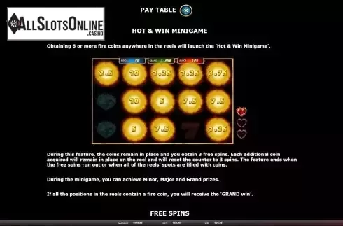 Hot and Win screen