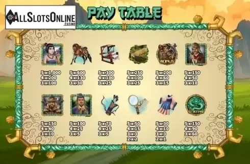Paytable 3. Hua Mulan (Ka Gaming) from KA Gaming