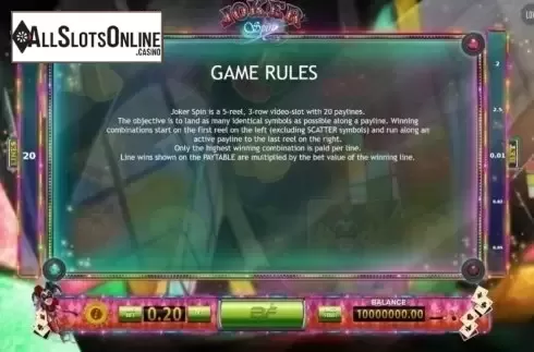 Screen3. Joker Spin from BF games
