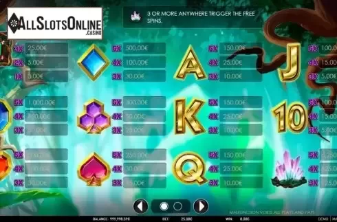 Paytable. Magic Jewels (R. Franco) from R. Franco