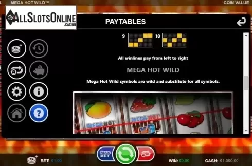 Paytable 4. Mega Hot Wild from Betsson Group
