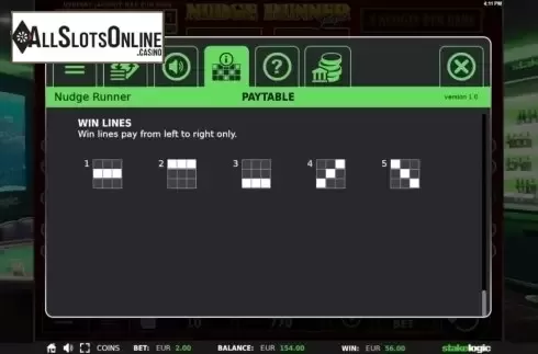 Paytable 4. Nudge Runner from StakeLogic